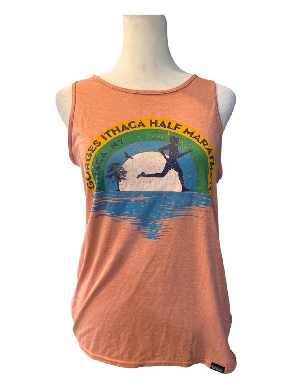 Patagonia Gorges Ithaca Half Marathon Tank Top Women’s Retro Graphic Running‎ M